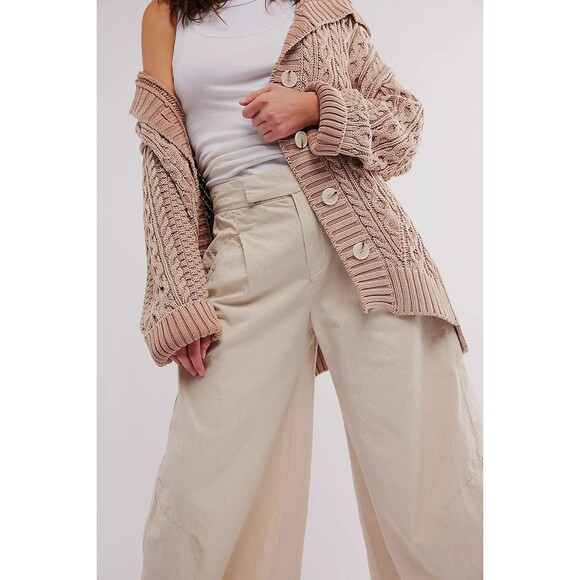 Free People Tegan Washed Barrel Trousers Pants Pleated Tapered Leg XXS 278600 - Picture 2 of 9